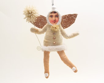 Spun Cotton Copper Glitterwing Fairy Ornament