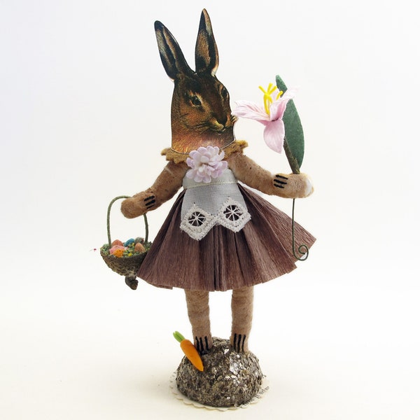 Spun Cotton Brown Bunny Face Girl - Spring Figure