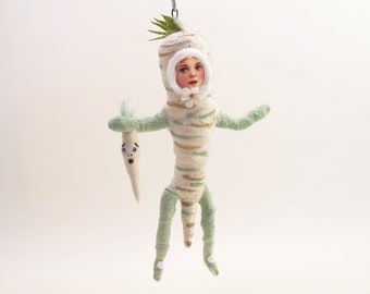 Spun Cotton Parsnip Child - Vintage Inspired Hanging Ornament