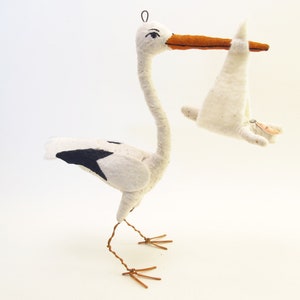 Spun Cotton Standing Stork and Baby Figure/Ornament image 6