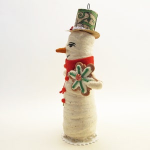 Spun Cotton Standing Snowman With Cookie Ornament Assorted Cookies Christmas Figure image 4