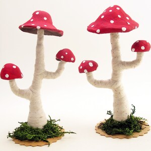 Spun Cotton Assorted Branched Toad Stool Mushroom Standing Figure image 3