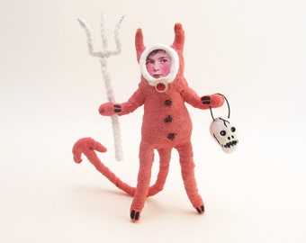 Spun Cotton Vintage Inspired Halloween Devil Child Figure