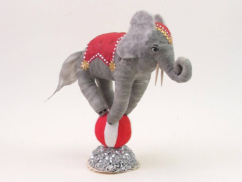 MADE TO ORDER - Vintage Inspired Spun Cotton Circus Elephant Figure