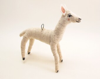 Vintage Inspired Spun Cotton Llama Ornament/Figure