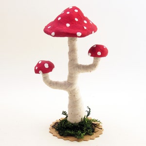 Spun Cotton Assorted Branched Toad Stool Mushroom Standing Figure image 1