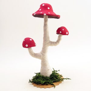 Spun Cotton Assorted Branched Toad Stool Mushroom Standing Figure image 2