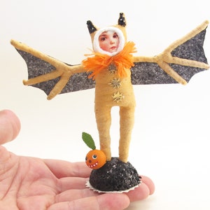 Spun Cotton Vintage Inspired Halloween Bat Child Figure