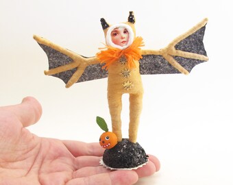 Spun Cotton Vintage Inspired Halloween Bat Child Figure