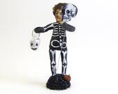 Spun Cotton Vintage Style Halloween Skeleton Child
