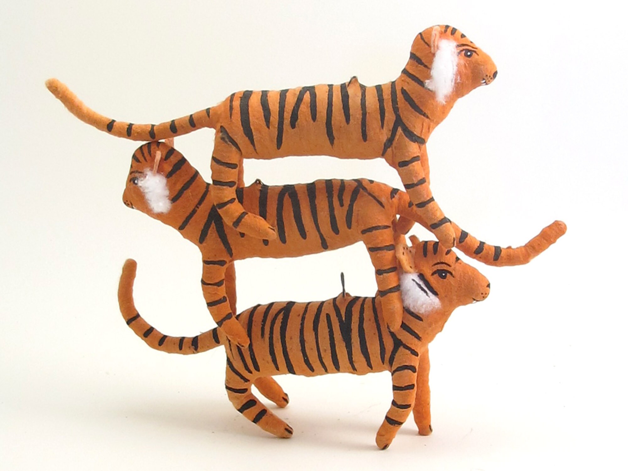 VintagebyCrystal　arts＆science Vintage Style Spun Cotton Tiger Ornament/figure - Etsy