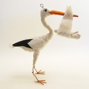 Spun Cotton Standing Stork and Baby Figure/Ornament image 4