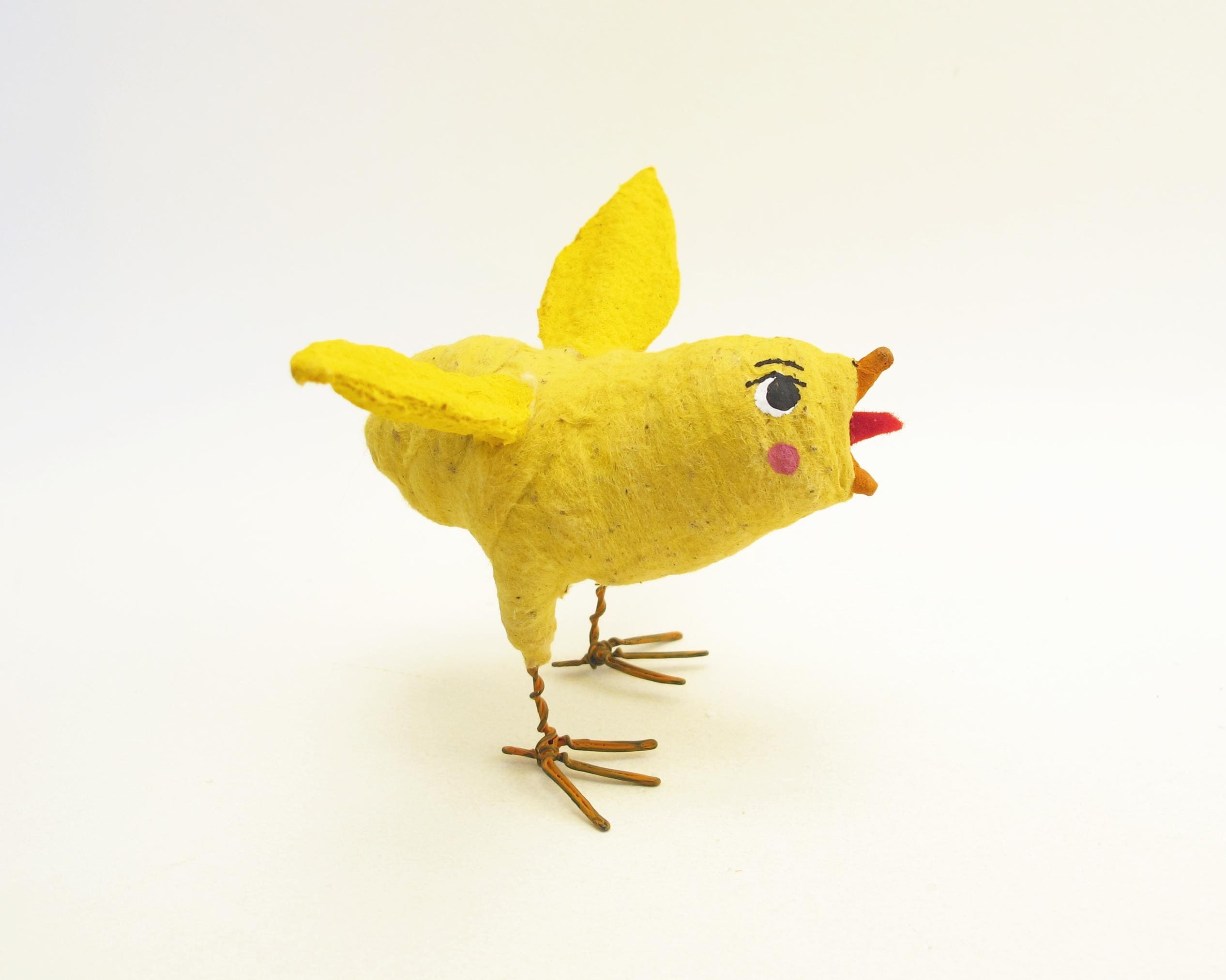 Vintage Inspired Spun Cotton Single Yellow Flapping Chick Figure