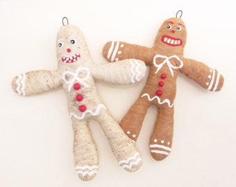 Vintage Inspired Spun Cotton Gingerbread Man Ornament