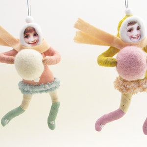 Spun Cotton Yellow Cozy Winter Child Ornament image 4