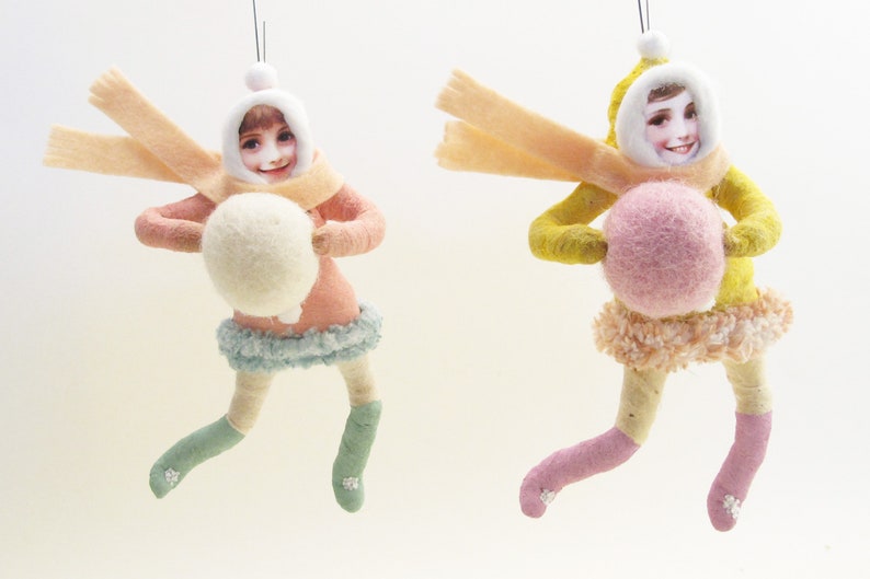 Spun Cotton Yellow Cozy Winter Child Ornament image 4