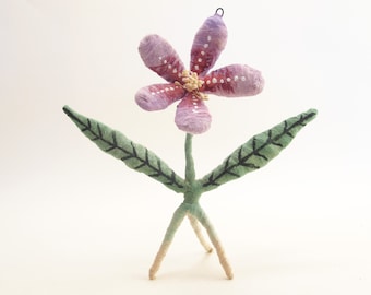 Spun Cotton Purple Posie Flower Figure/Ornament