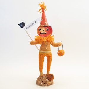 Gesponnene Baumwolle Vintage inspiriert Halloween Kürbis Mann Jack O &#39;Lantern Figur