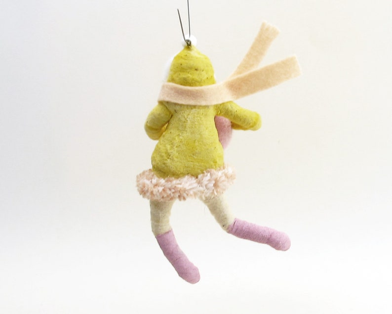 Spun Cotton Yellow Cozy Winter Child Ornament image 2