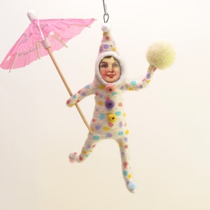 Spun Cotton Rainy Day Clown Ornament