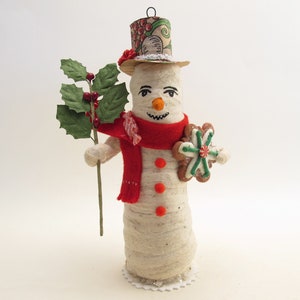 Spun Cotton Standing Snowman With Cookie Ornament Assorted Cookies Christmas Figure image 1