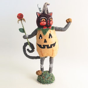 Spun Cotton Jack O' Cat Halloween Figure - In Partnership with Johanna Parker
