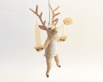 Spun Cotton Sword Swallowing Deer Hanging Ornament