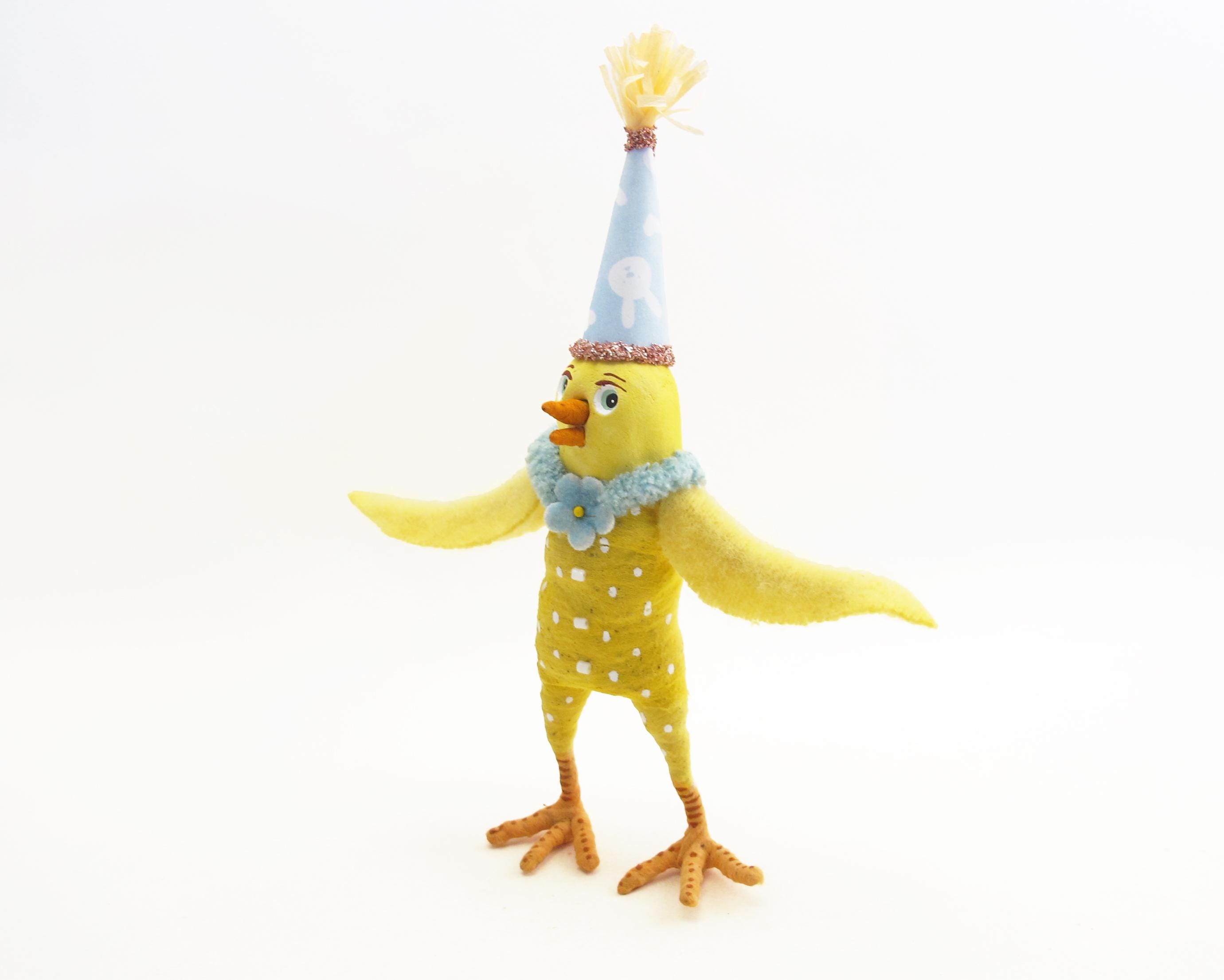 Spun Cotton Celebration Chick Figure (hand Sculpted & Hand Painted