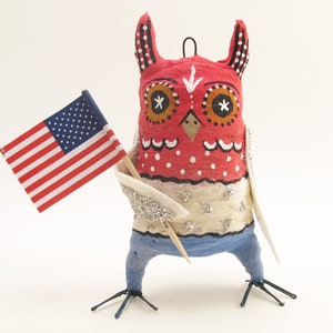 Spun Cotton Assorted 4th Of July Owl Figure/Ornament