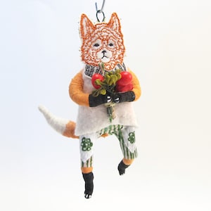 Spun Cotton Charming Fox Ornament With Real Embroidered Head - In Partnership with Coral & Tusk