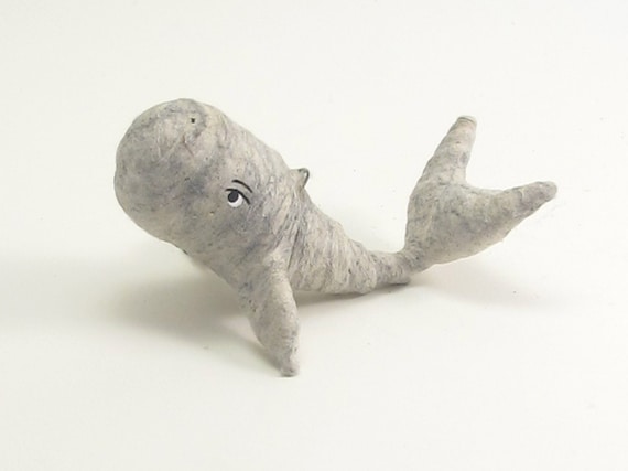 VintagebyCrystal　arts＆science Vintage Style Spun Cotton Whale Ornament/figure - Etsy