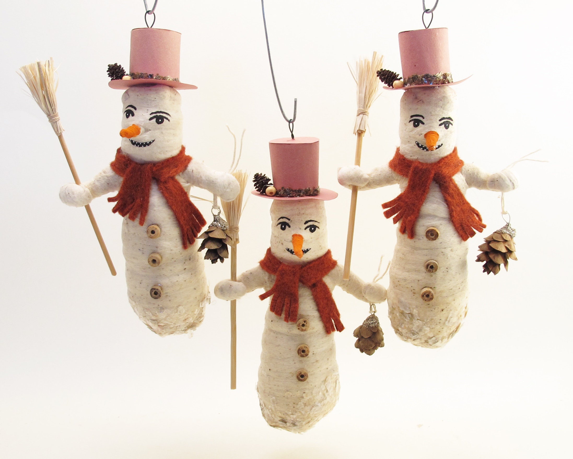 Spun Cotton Classic Snowman Christmas Ornament - Etsy