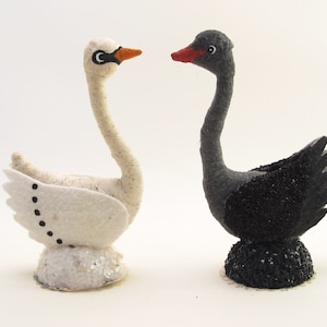 Vintage Inspired Spun Cotton Standing Swan Figure image 1