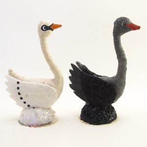 Vintage Inspired Spun Cotton Standing Swan Figure image 2