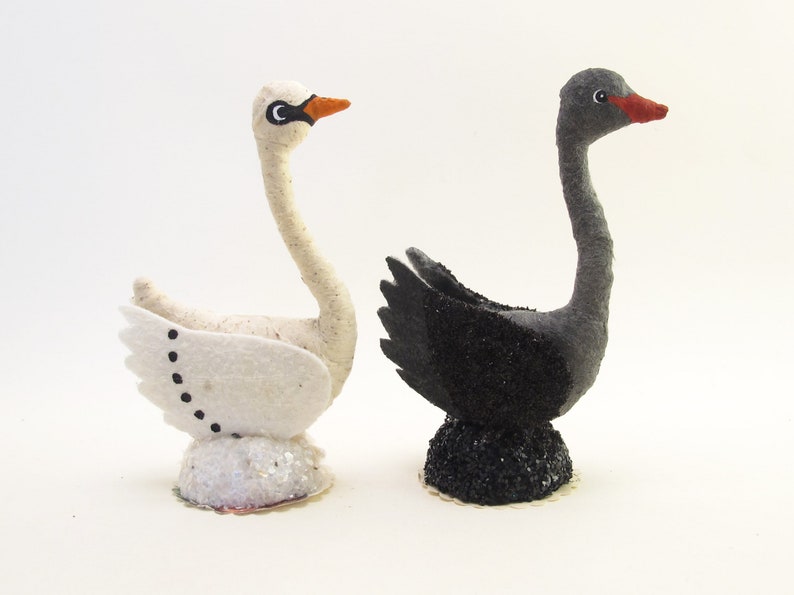 Vintage Inspired Spun Cotton Standing Swan Figure image 2