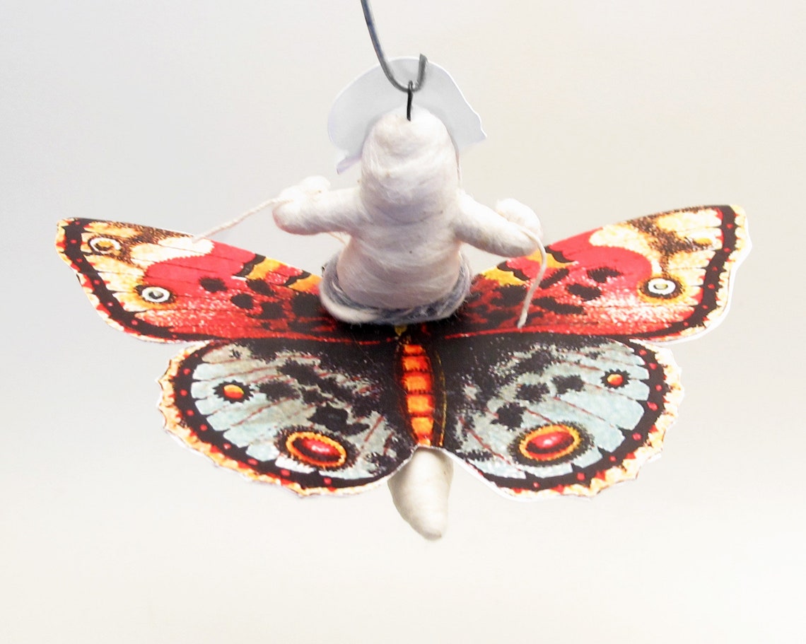 Butterfly Rider Ornament/figure - Spun Cotton Vintage Inspired - Etsy