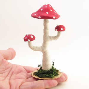 Spun Cotton Assorted Branched Toad Stool Mushroom Standing Figure image 4