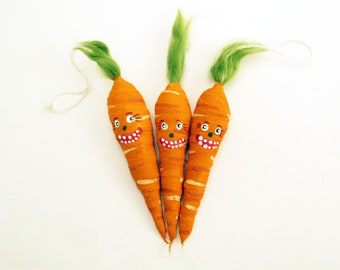 Spun Cotton Assorted Haunted Halloween Carrot Ornament