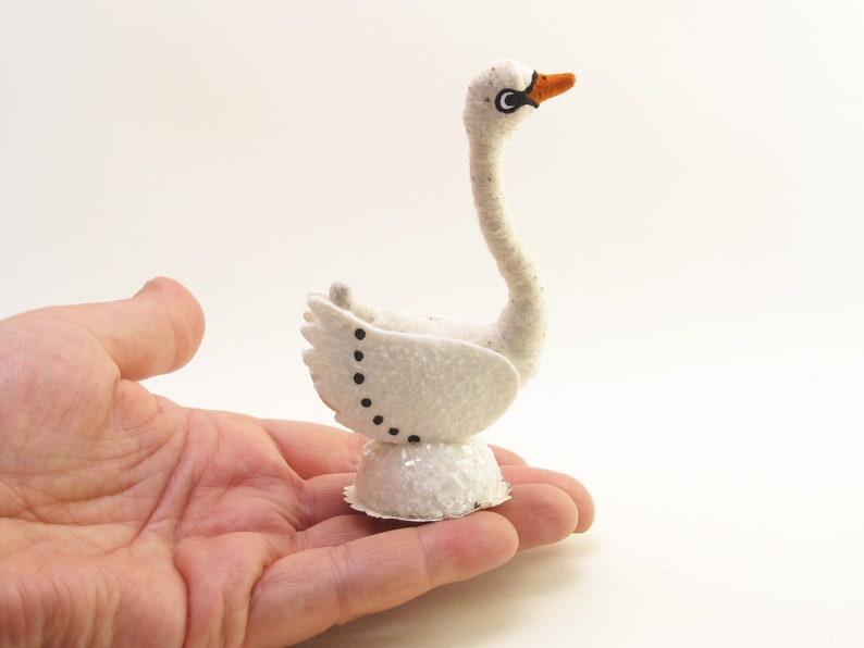 Vintage Inspired Spun Cotton Standing Swan Figure image 6