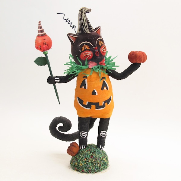 Spun Cotton Jack O' Cat Halloween Figure - In Partnership with Johanna Parker