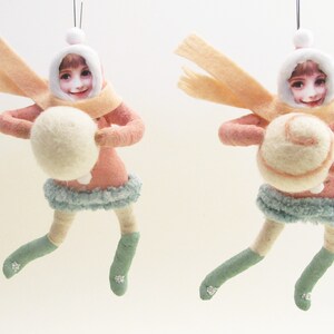 Spun Cotton Pink Cozy Winter Child Ornament image 4