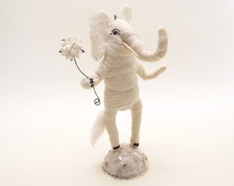 Assorted Spun Cotton Charming White Elephant Figure