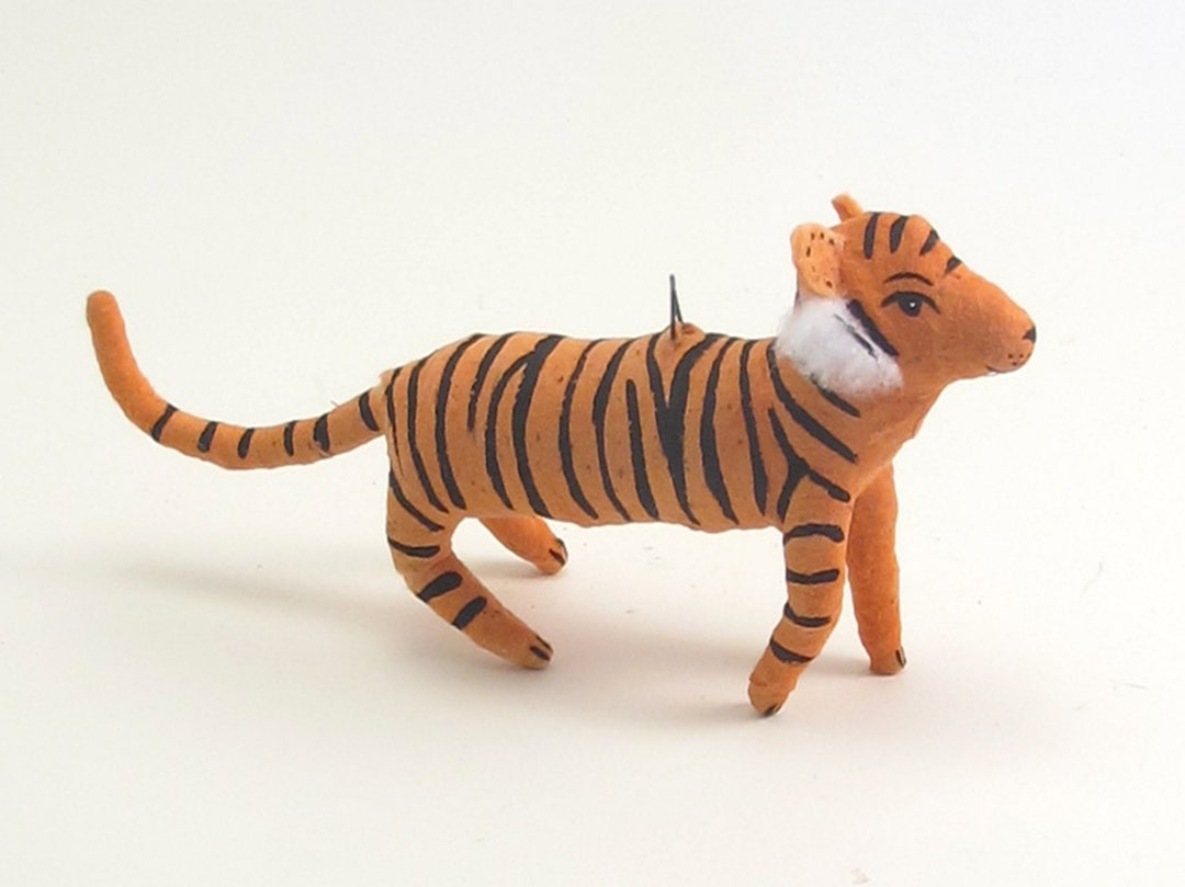 VintagebyCrystal　arts＆science Vintage Style Spun Cotton Tiger Ornament/figure - Etsy