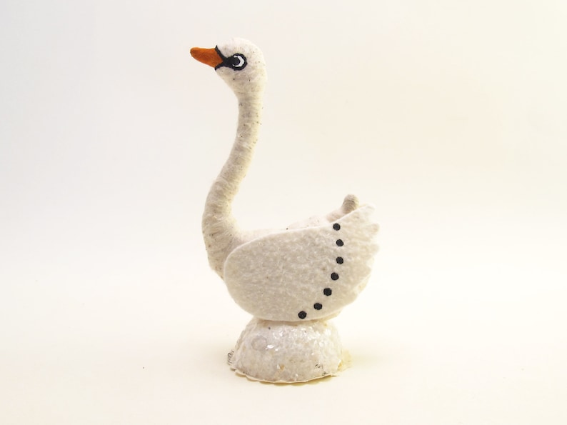 Vintage Inspired Spun Cotton Standing Swan Figure image 3