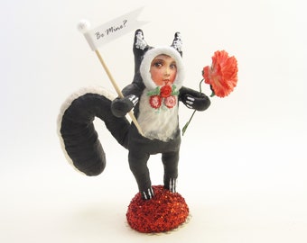 Figurine en coton filé Skunk In Love pour la Saint-Valentin