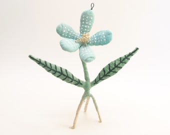 Spun Cotton Blue Posie Flower Figure/Ornament