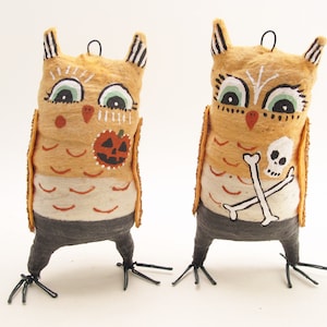 Spun Cotton Assorted Single Halloween Owl Figure/Ornament