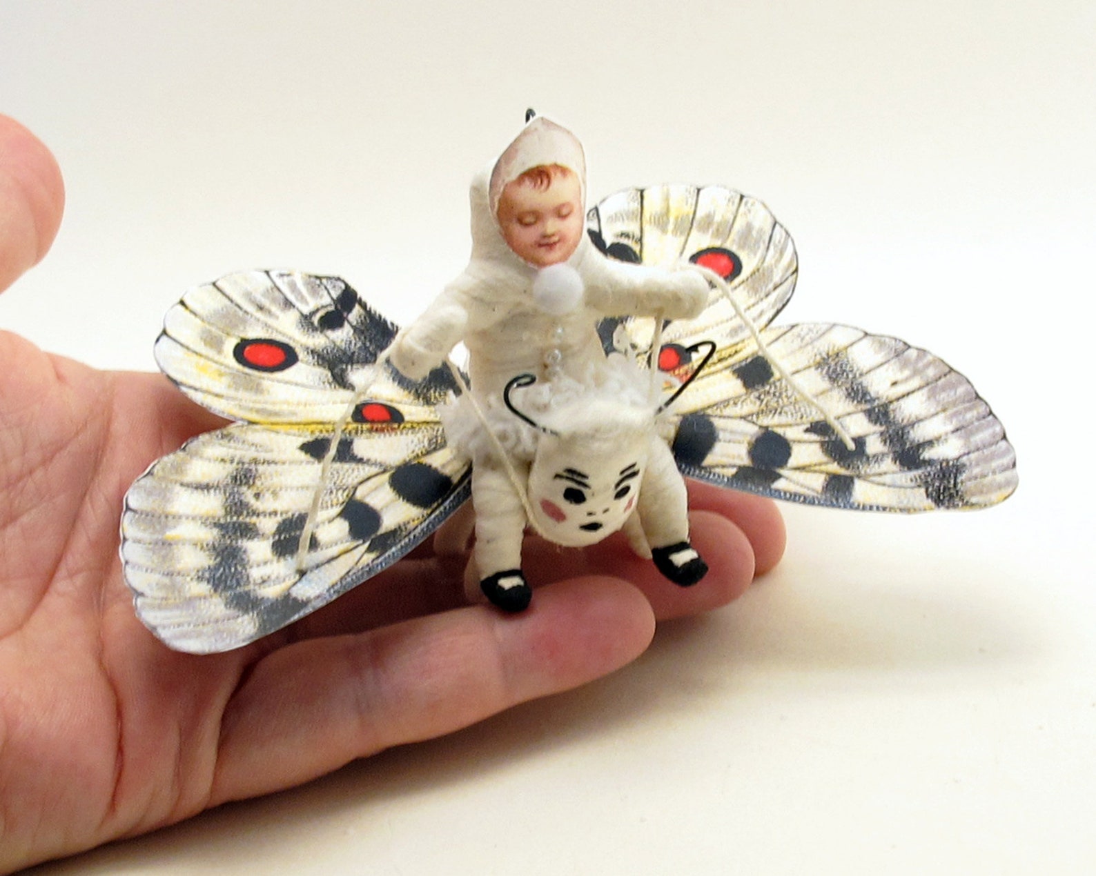 Butterfly Baby Rider Ornament/figure - Spun Cotton Vintage Inspired - Etsy