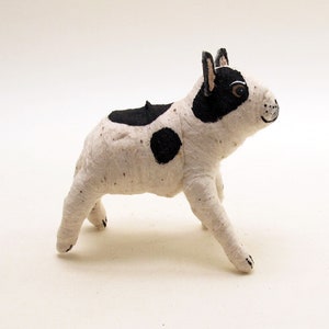 Spun Cotton Black & White Frenchie French Bull Dog Ornament/Figure image 2