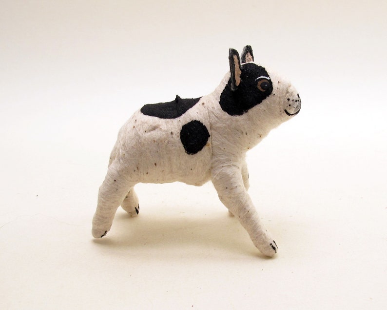 Spun Cotton Black & White Frenchie French Bull Dog Ornament/Figure image 2